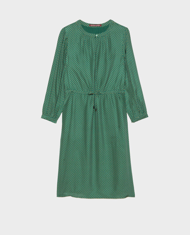 Vestido amplio de seda Little pois dark green