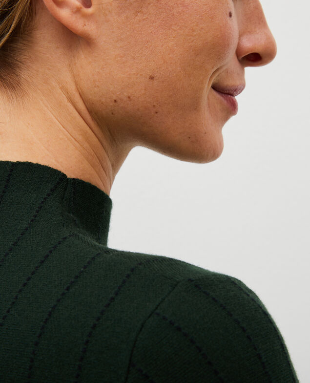 Jersey de lana merino con cuello subido Military black jacquard