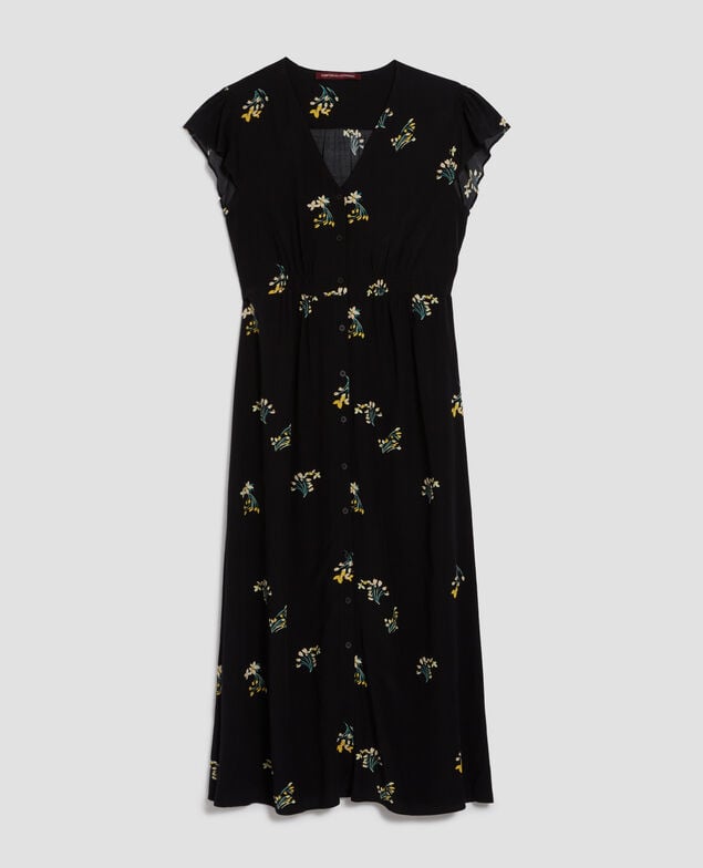 LUDIVINE - Vestido largo fluido J091 fl bouquet black