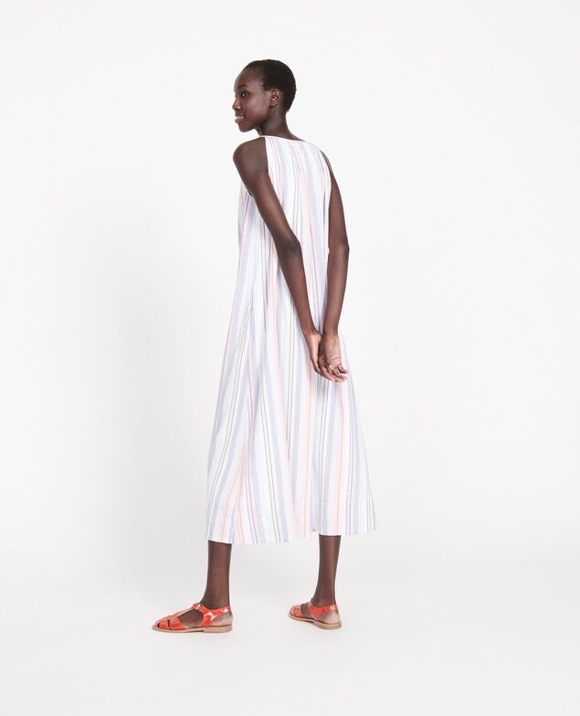 Vestido largo de algodón Stripes multico