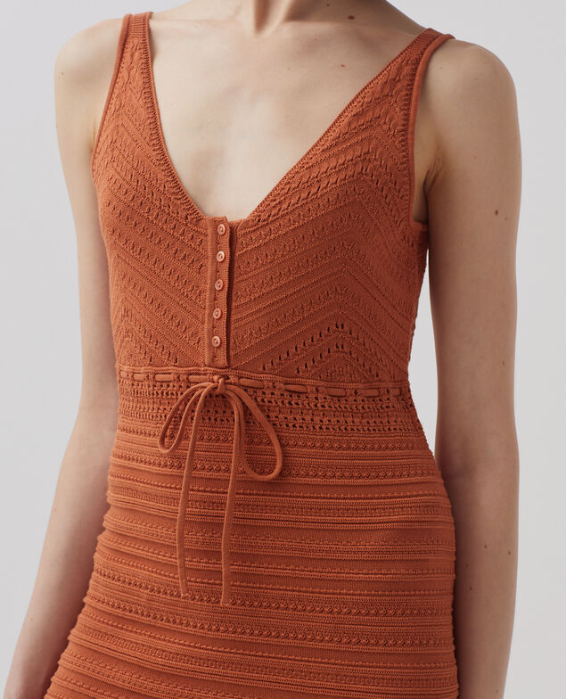 Vestido de crochet de algodón H350 amber brown
