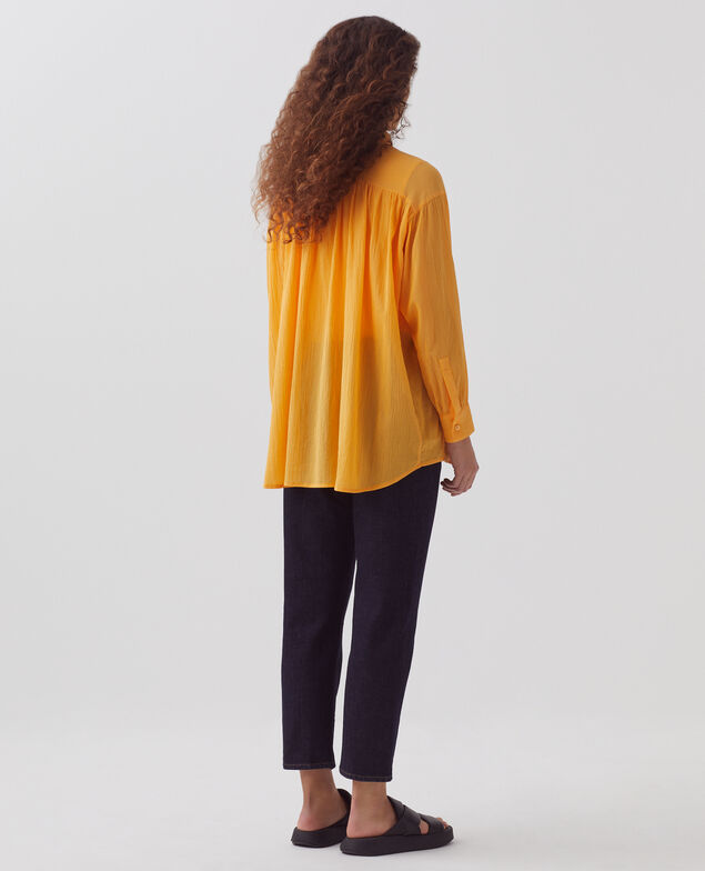 Blusa de algodón plisado H450 artisan's gold