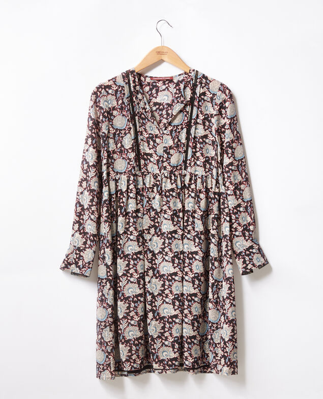 Vestido de seda estampada Darjeeling black