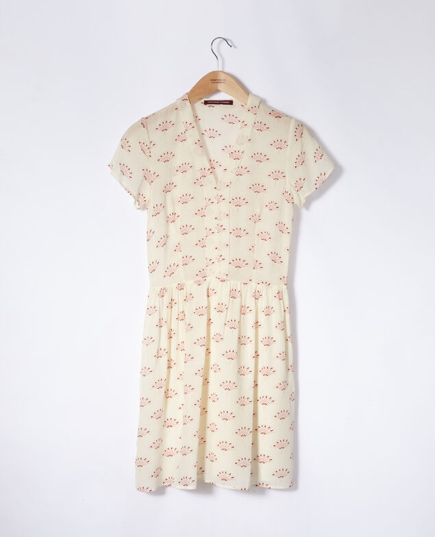 Vestido cuello de pico Lotus fan winter white