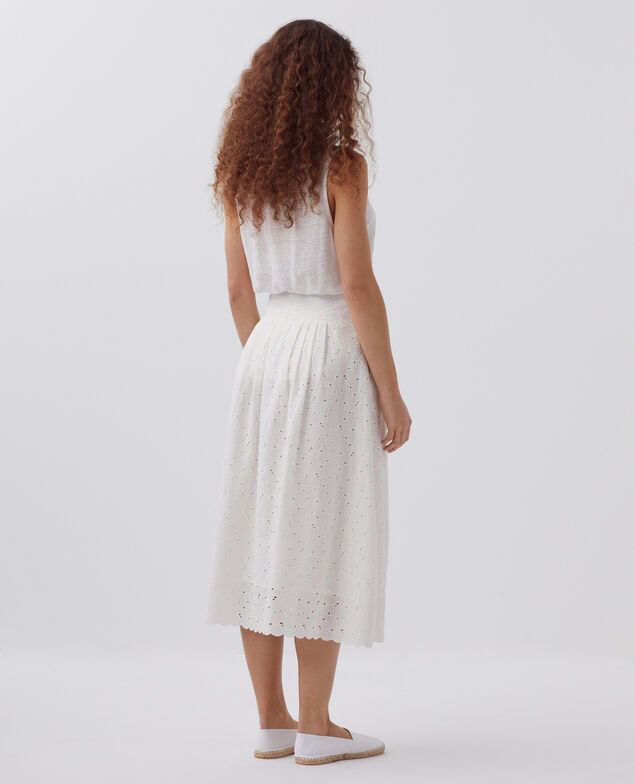 Falda larga con bordado inglés H003 white