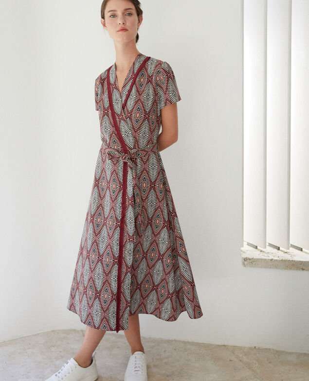 Vestido largo estampado Marrón