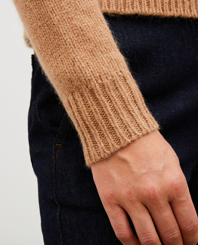 Jersey jacquard sin mangas de lana alpaca con cuello redondo Jacquard taupe black brandybrown