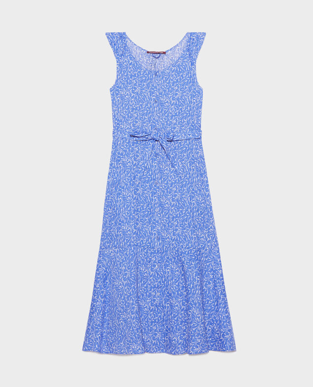 Vestido evasé de lino 91 print blue