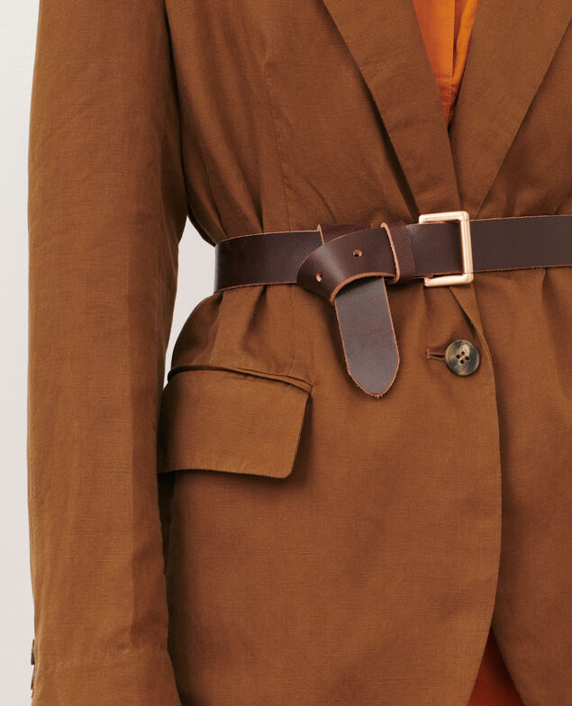 Blazer de lino mezclado 35 brown