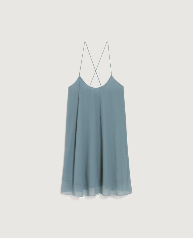 Vestido corto de muselina  K631 blue lake