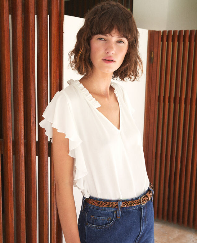 Blusa con volantes Blanco