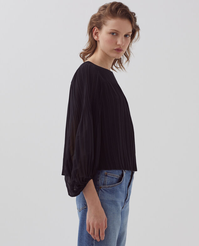 Blusa fluida plisada H091 black beauty