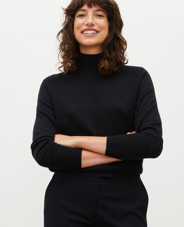 Jersey de lana merino con cuello subido Black beauty