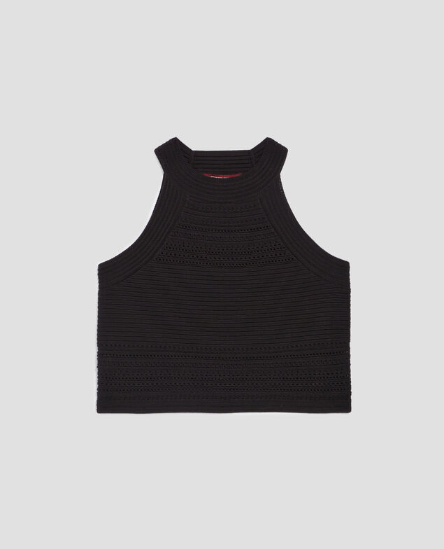 Camiseta de crochet de algodón H091 black beauty