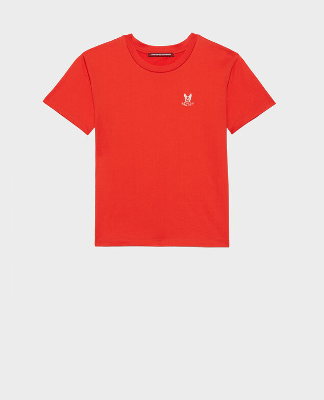 Camiseta bordada de algodón Spicy orange