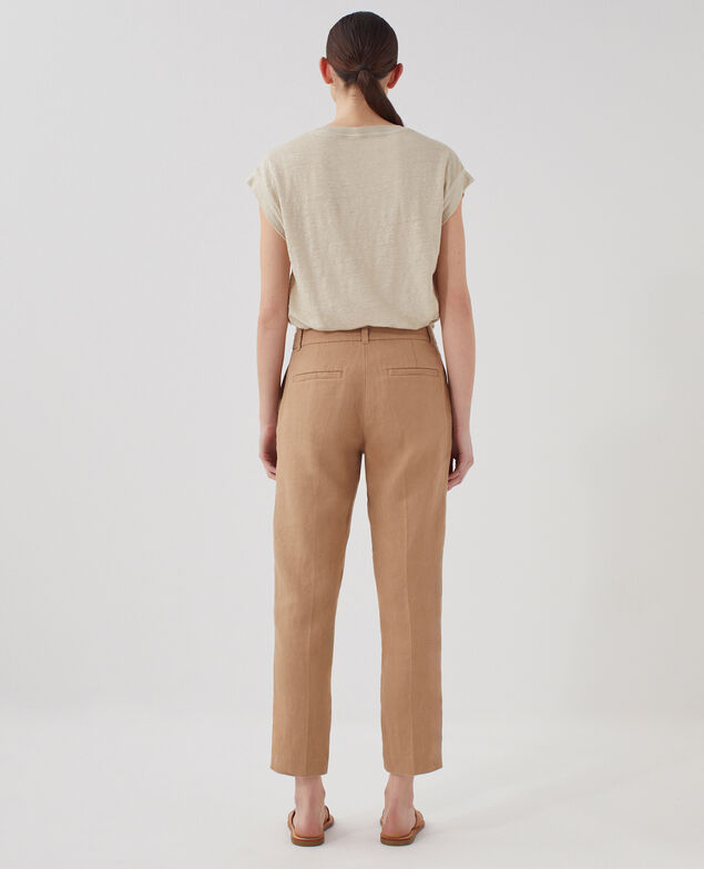 MARGUERITE - Pantalón cigarette de lino H330 tiger's eye
