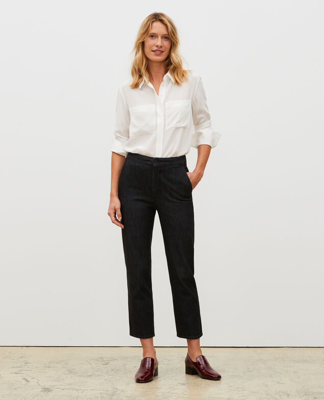CHINO - Pantalón carrot en denim con talle alto Noir denim