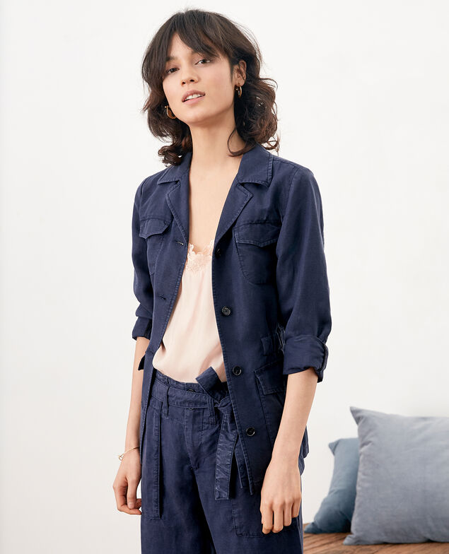 Chaqueta sahariana con lino Marine