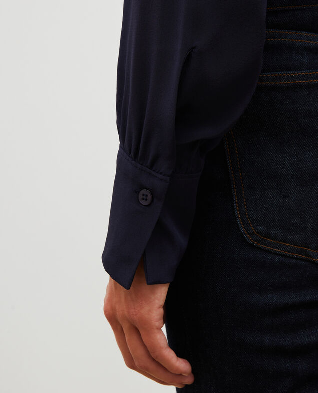 Camisa fluida de seda con manga larga Night sky
