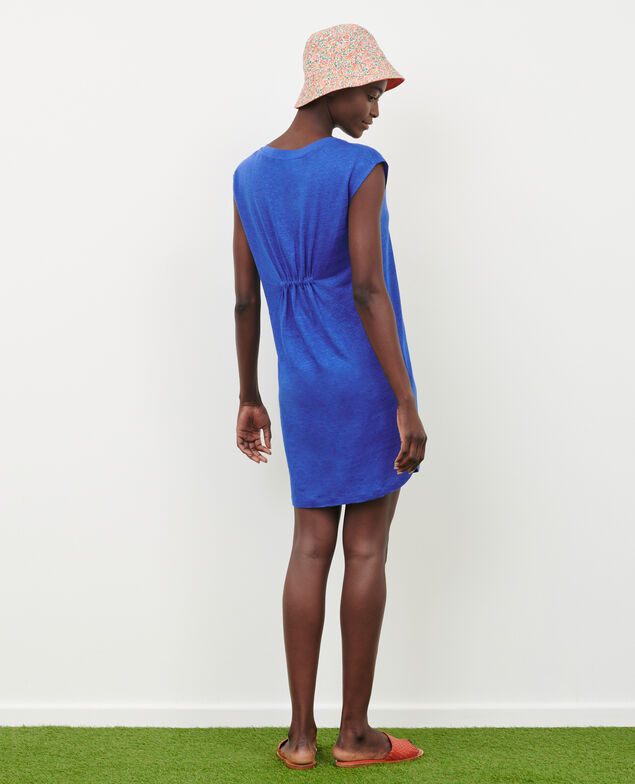 Vestido corto de lino 66 blue