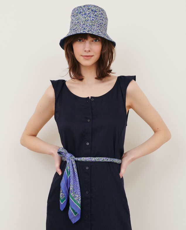 Vestido evasé de lino 68 blue