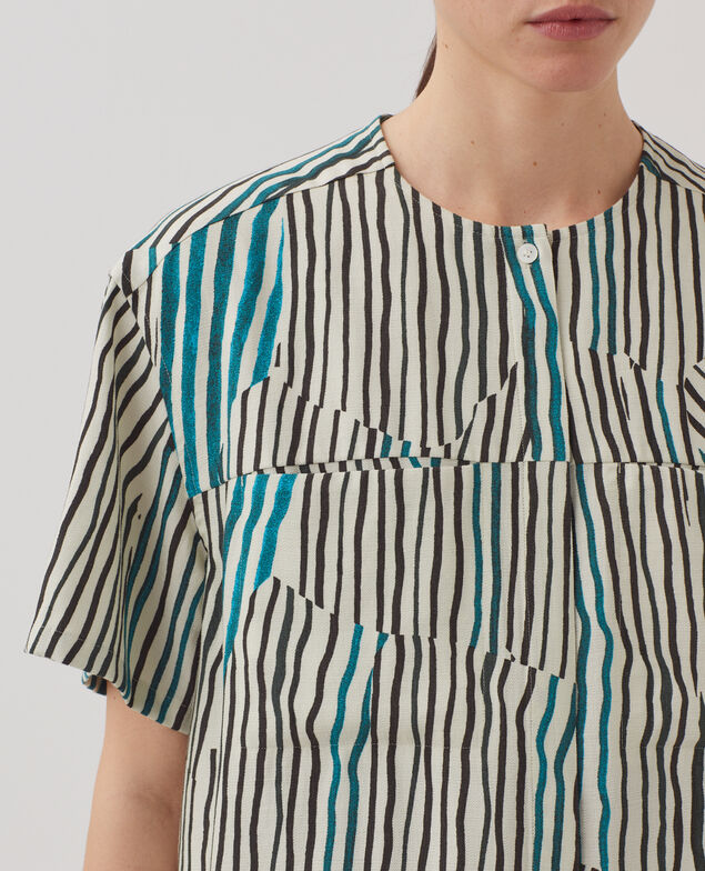 Camisa fluida con estampado de cebra J014 big zebra ecru