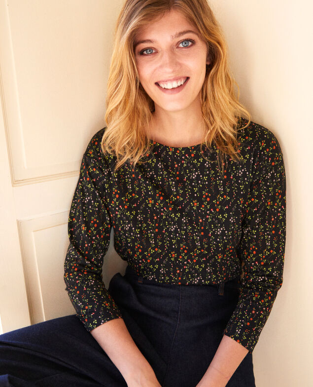 Camiseta con motivo liberty Daphne noir
