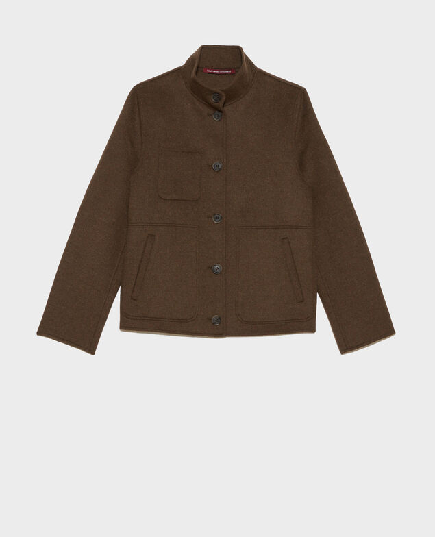 Chaqueta corta de lana y cachemir Kaki
