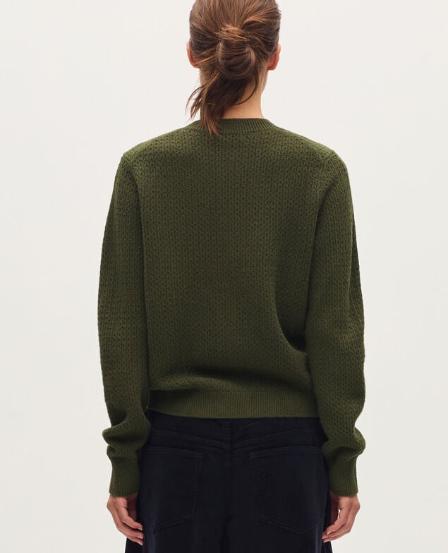 Cárdigan de cuello redondo  U570 olive