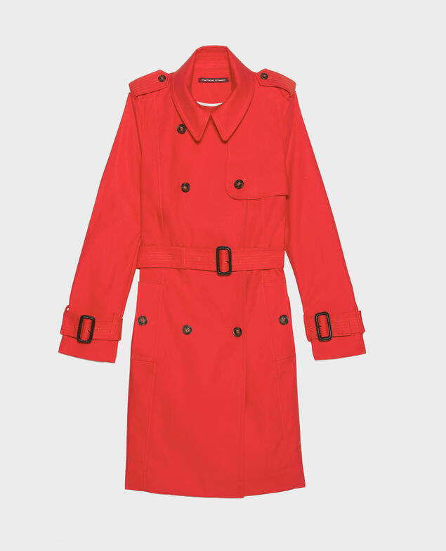 CATHERINE - Trench icónico de algodón Fiery red