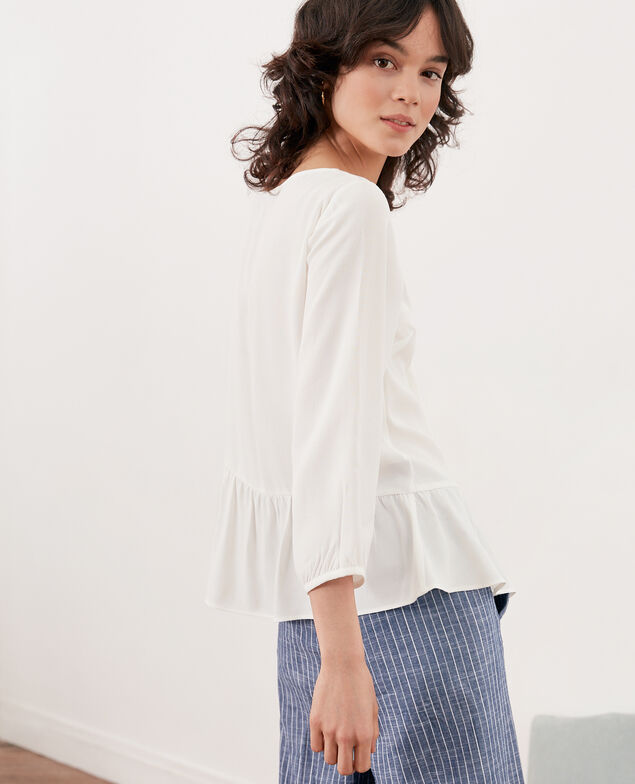 Blusa con volante Blanco