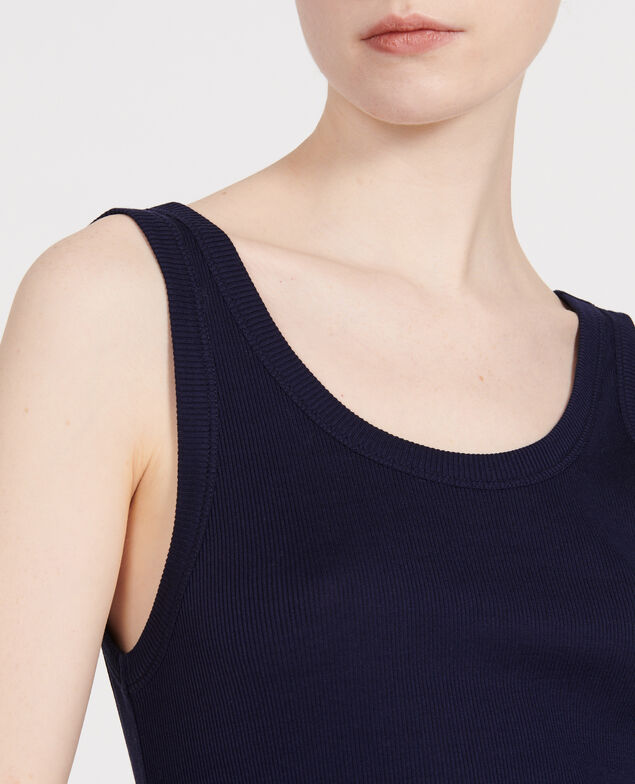 Camiseta de tirantes de algodón mercerizado con canalé Maritime blue