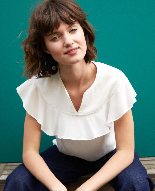 Blusa con volante Blanco