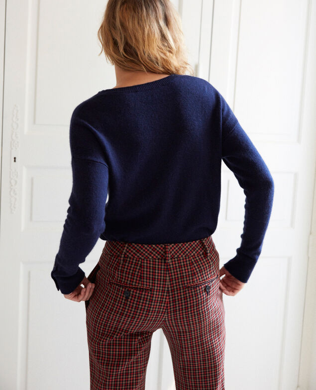 Jersey con botones en las mangas de 100% cachemir Dark navy