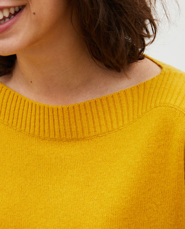 Jersey de cachemir con cuello de barco Lemon curry