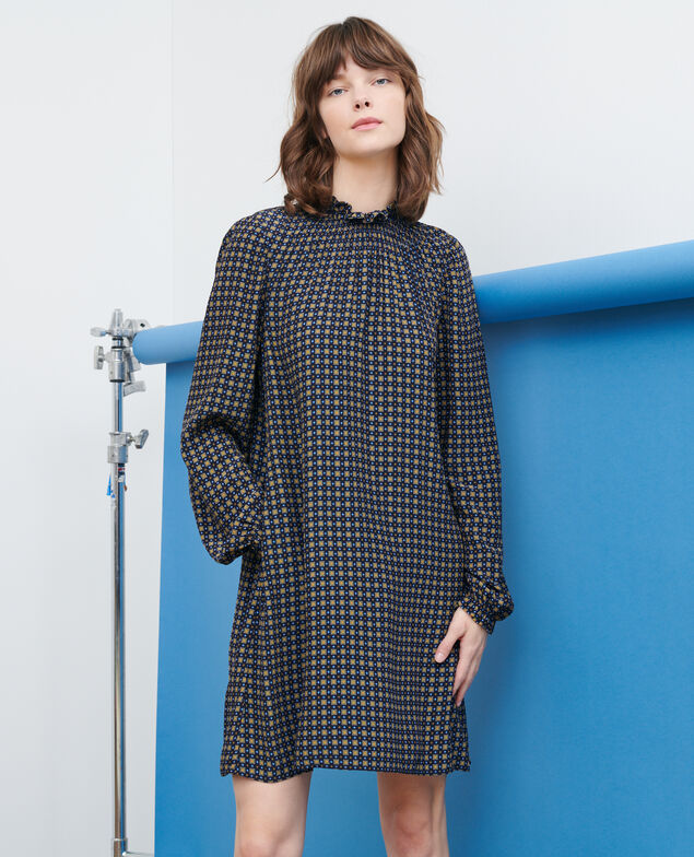 Vestido corto con fruncidos Cravate green
