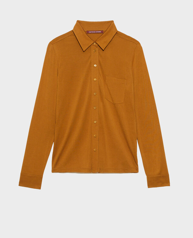 Camisa de punto jersey de seda Bronze brown