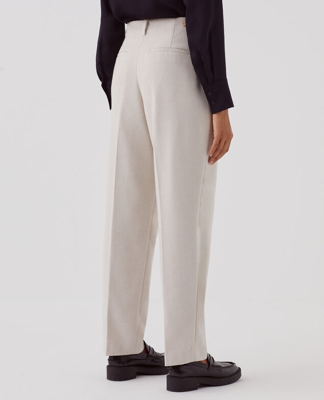 Pantalón recto de lana U300 natural