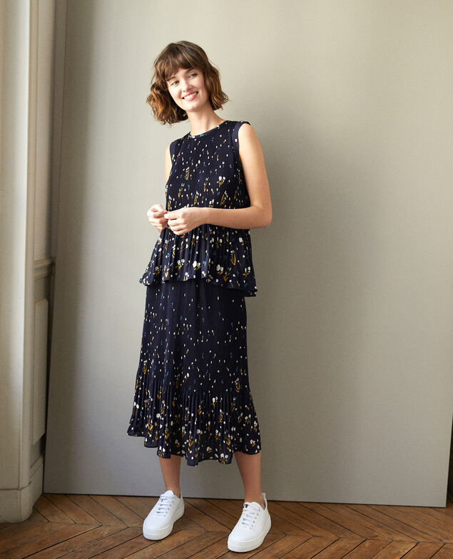 Falda plisada Azul