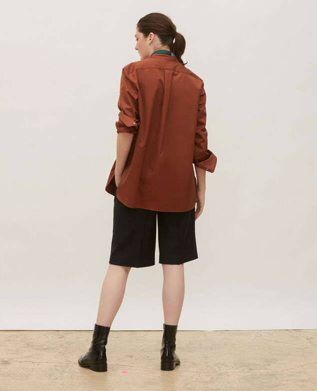  Camisa de algodón oversize con pechera Tortoise shell