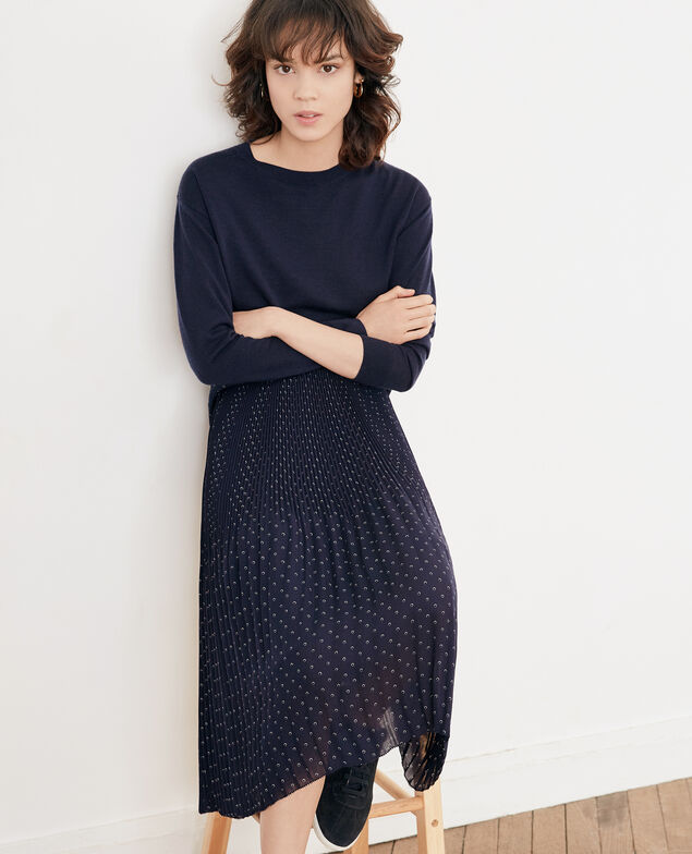 Falda de lunares plisada Ring dots marine