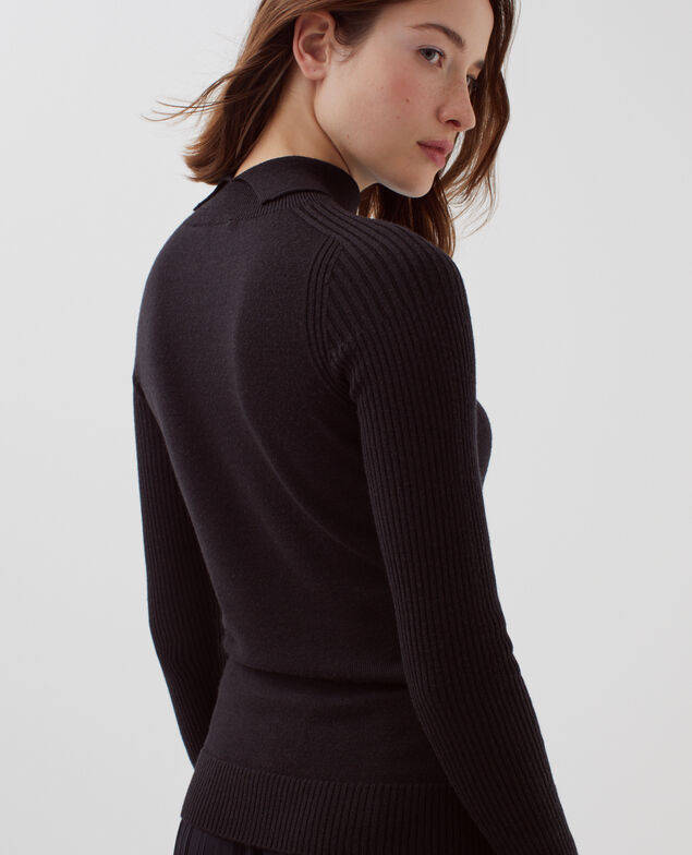 Jersey ajustado de lana merino H091 black beauty