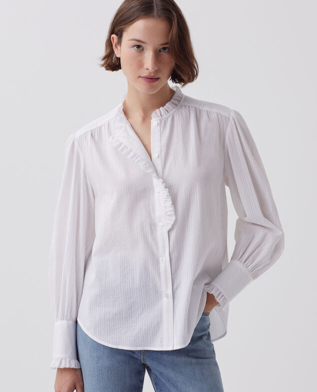 Camisa de manga larga de algodón H013 gardenia