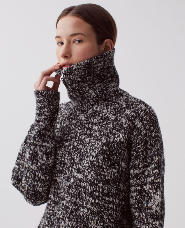 Jersey con cuello de cremallera I099 boucle blk/white