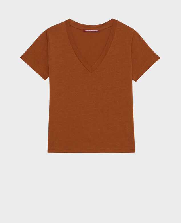 LÉA - Camiseta fluida con cuello de pico Monks robe