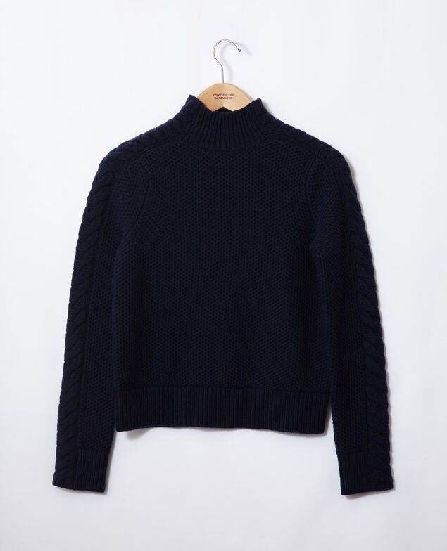 Jersey de lana con detalle de trenza Peacoat