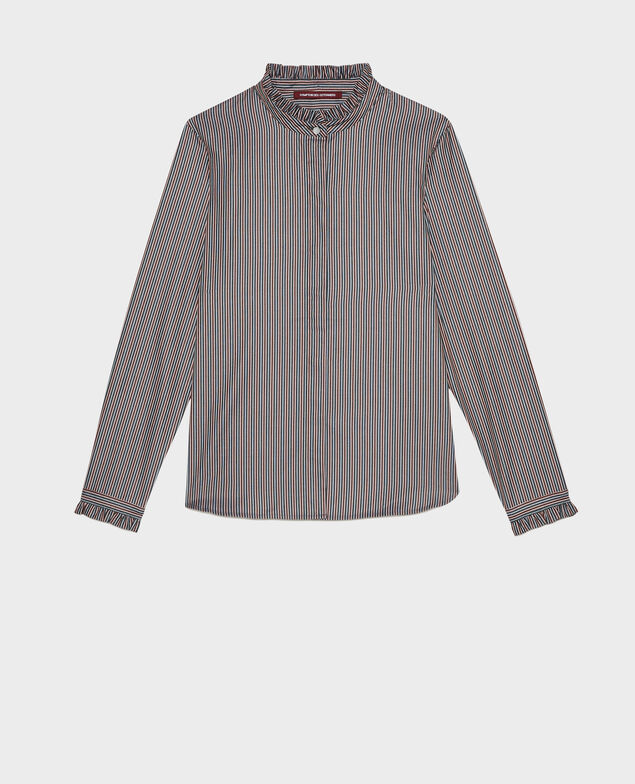  Camisa de algodón cuello subido con volante Stripes3 scarab