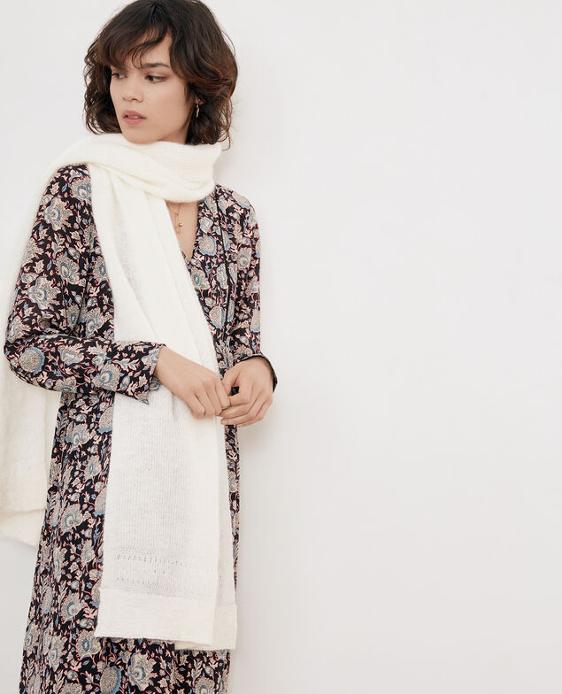 Bufanda con mohair y lana Off white