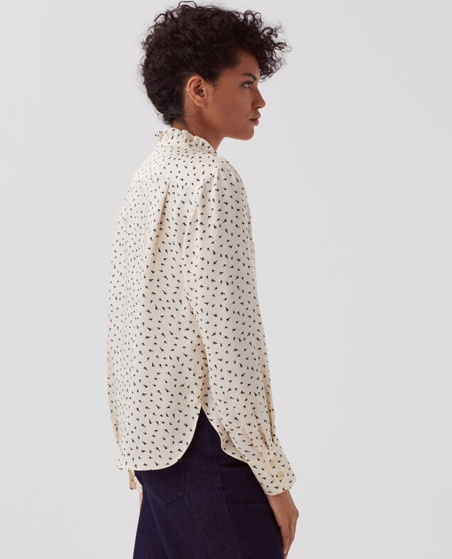 Camisa fluida con volantes I018 print birdy