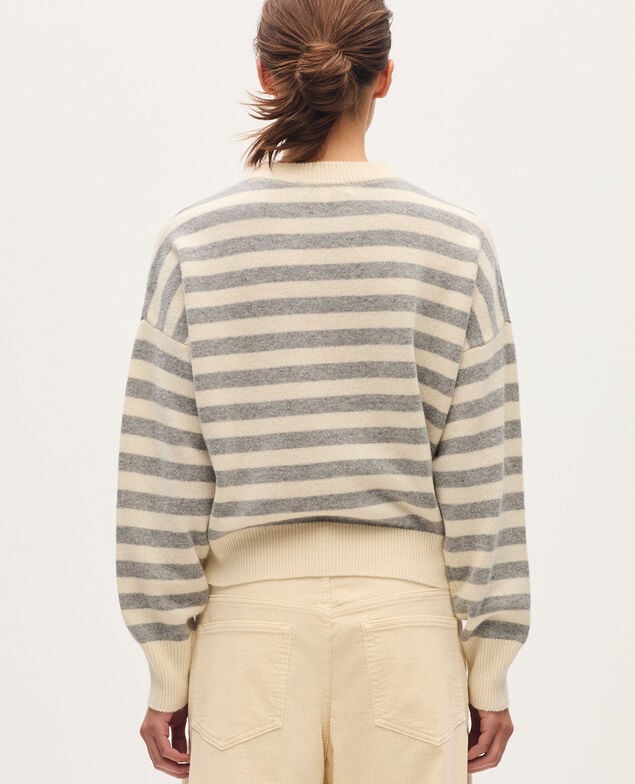 Jersey cuello redondo de lana K012 st grey white